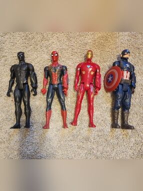 Marvel-Inspired Kids Action Figure Set - Black, Red, Blue, Gold